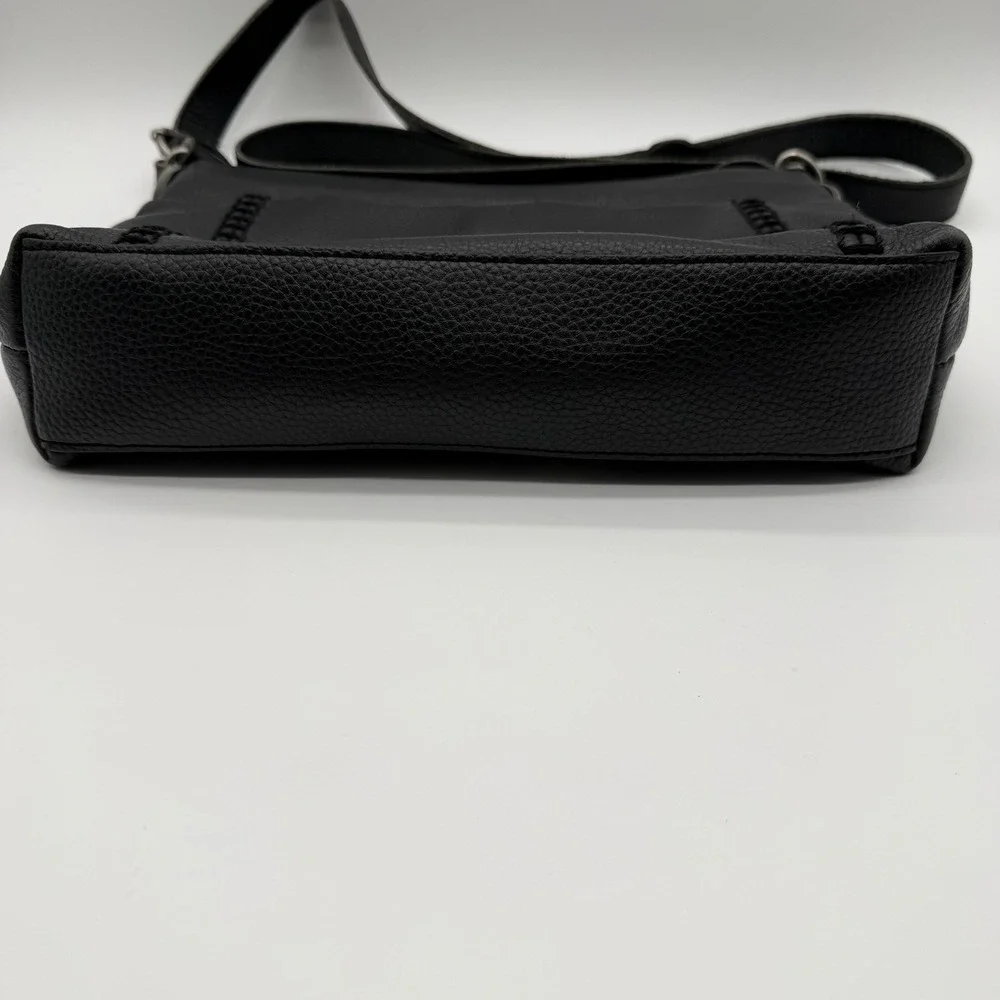 The Sak Melrose Black Leather Satchel Crossbody Bag Purse Minimalist Classic